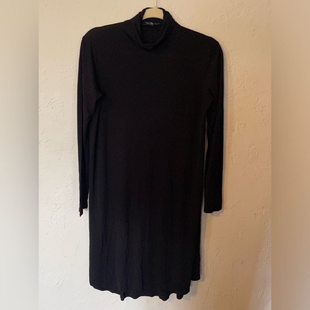 EILEEN FISHER SILK Elegant Black Long Sleeve Dress - Picture 1 of 5